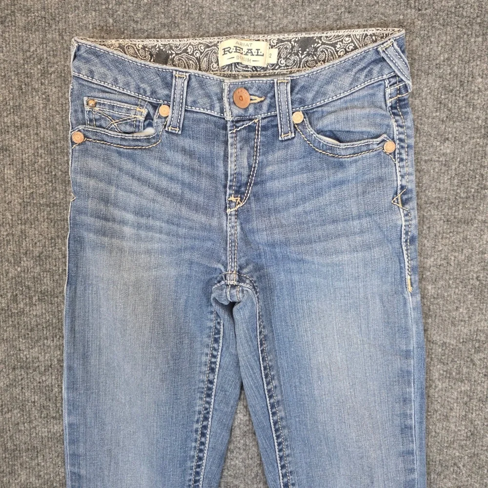 Ariat REAL Denim Jeans Women 12 Blue Bootcut Stretch Paisley Waistband